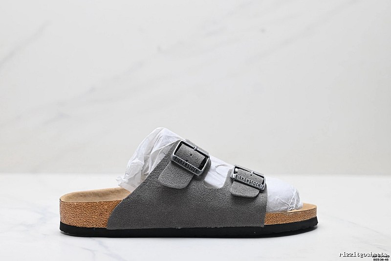 BIRKENSTOCK Classic Casual Style Grey Slide Sandals