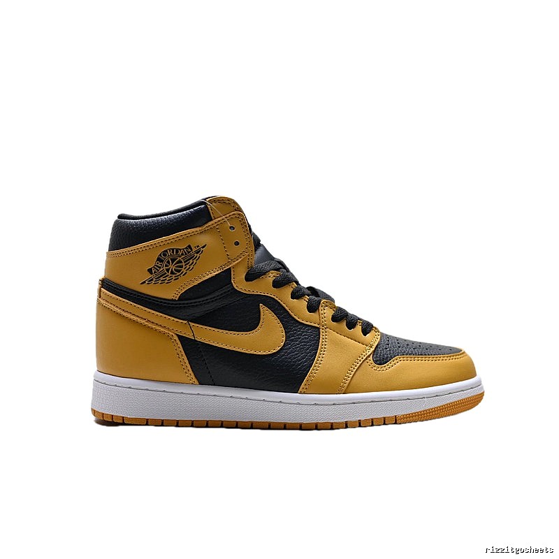 Black and yellow high-top Jordan sneakers