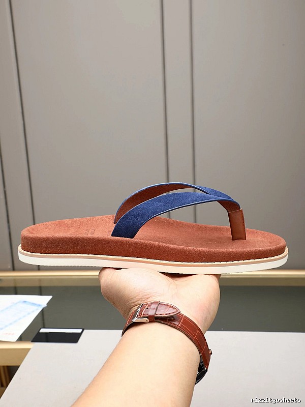 Brunello Cucinelli Casual Brown and Blue Thong Sandals