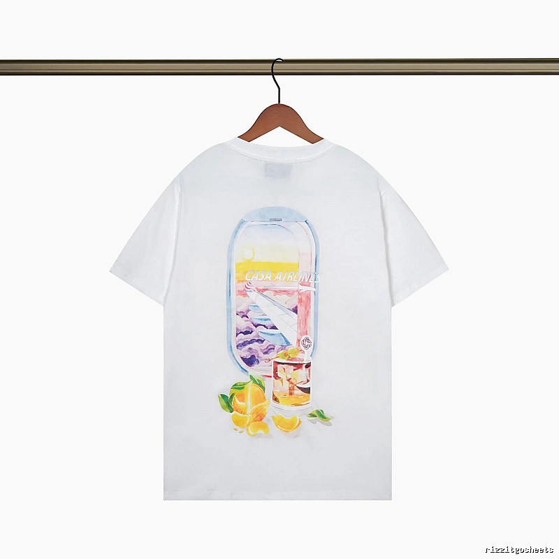 Casablanca Aviation Series Trendy Brand White T-shirt