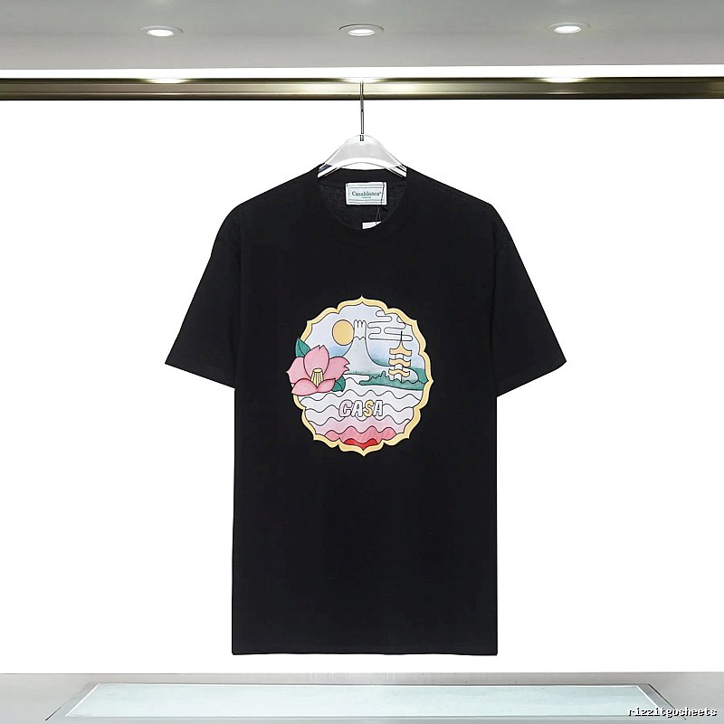 Casablanca Print Retro Style Black T-shirt