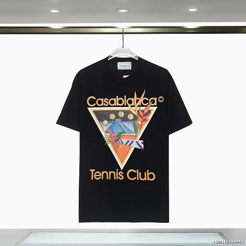 Casablanca Printed Trendy Brand Black T-shirt