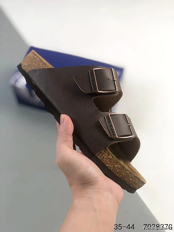 Casual Dark Brown Birkenstock Cork Slide Sandals