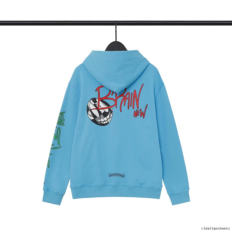 Chrome Hearts 2089-78 Sky Blue Cross Graphic Hoodie Signature Detail
