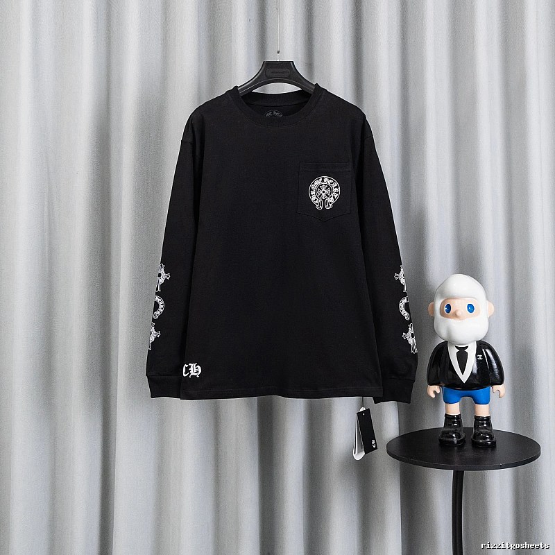 Chrome Hearts Black Long Sleeve Sweatshirt with Long Sleeve Sweatshirt for Cold Weather