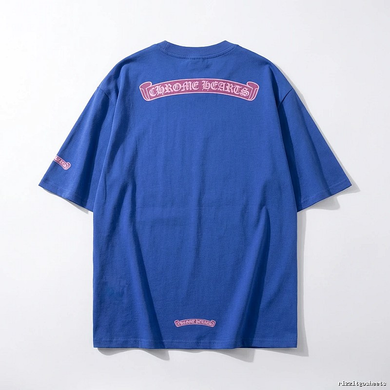 Chrome Hearts Blue Trendy and Cool Short-sleeve Shirt
