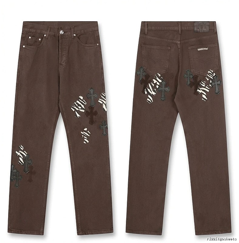 Chrome Hearts Cross Dark Style Brown Pants