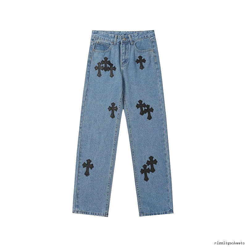 Chrome Hearts Easy Match Graphic jeans Light Denim Jeans for Leisure Wear