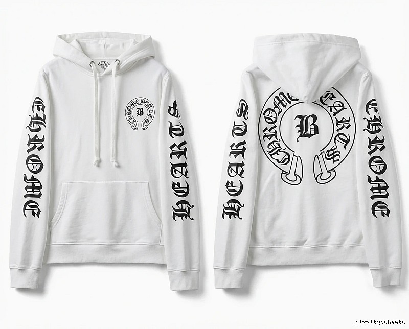 Chrome Hearts Gothic-style white hoodie