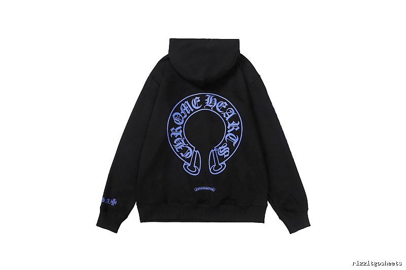 Chrome Hearts Logo Detail Cross graphic hoodie Black Blue Cross with Functional Detail