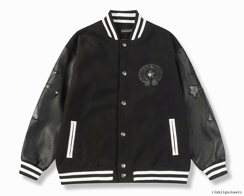 Chrome Hearts retro-style black baseball uniform.