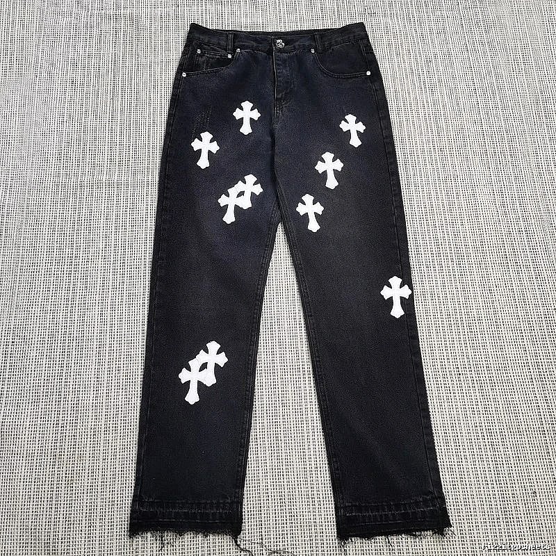 Chrome Hearts Travel Cross patch jeans White Jeans Black with Modern Look