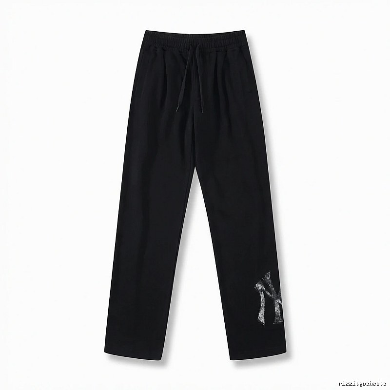 Classic trendy brand black trousers of MLB
