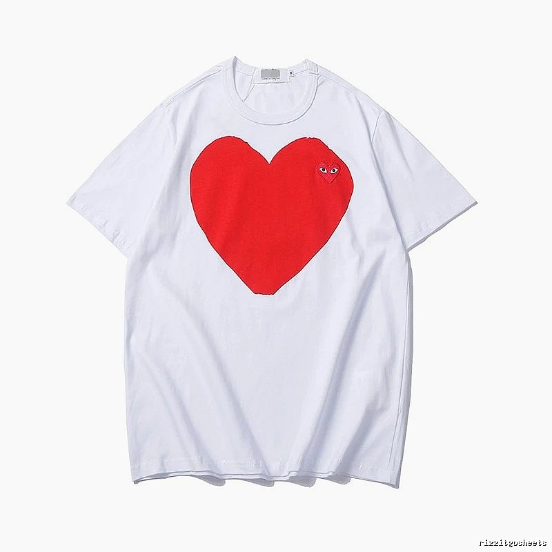 Comme des Garcons PLAY 2023-27 White Style 2327 Heart Logo T-Shirt Clean Finish