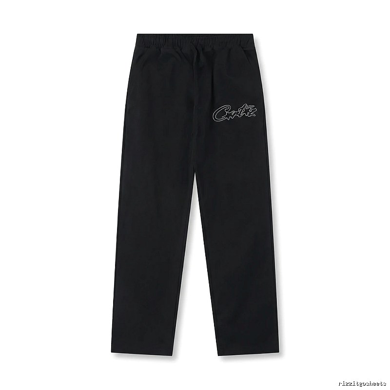 Corteiz minimalist style black long trousers