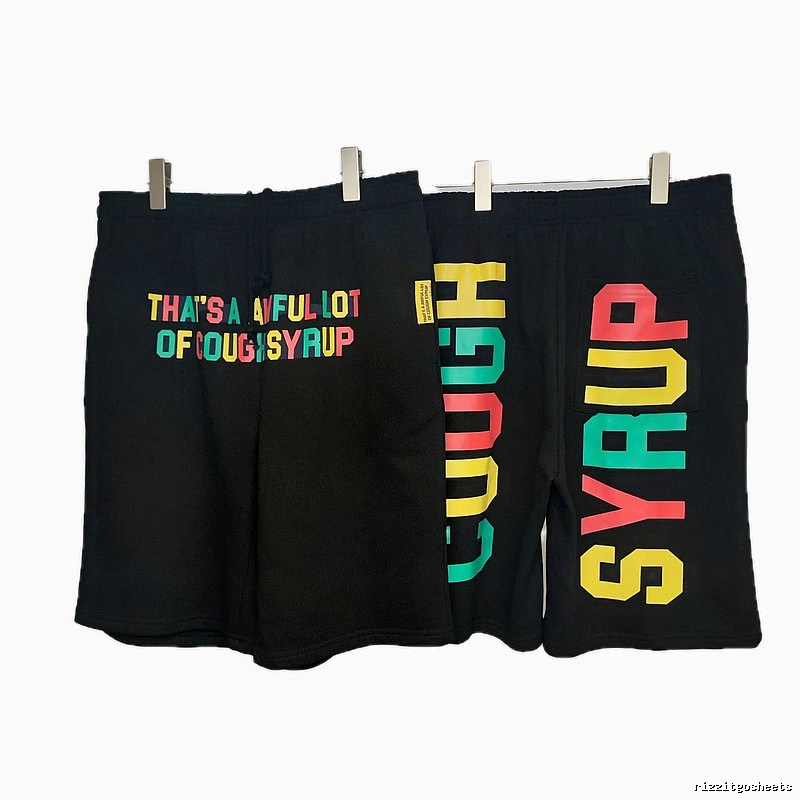 COUGH SYRUP Printed Street Style Black Shorts