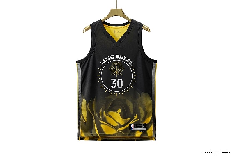 Curry Warriors black and yellow trendy brand jersey