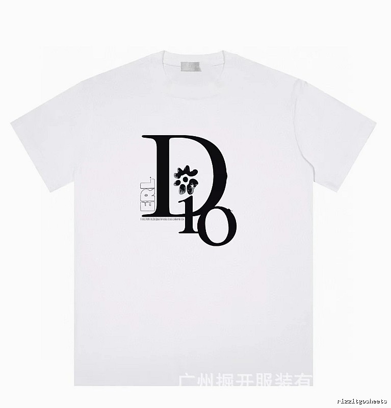 Dior Co-branded Trendy Style Printed White T-Shirt