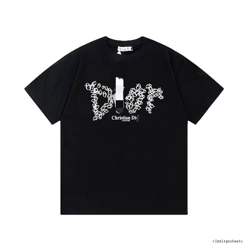 Dior Combined Print Trendy Black Short-sleeve T-Shirt
