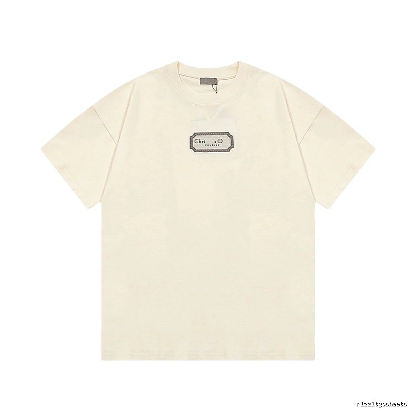 Dior Couture Minimalist Style Off-White Short-sleeve T-shirt