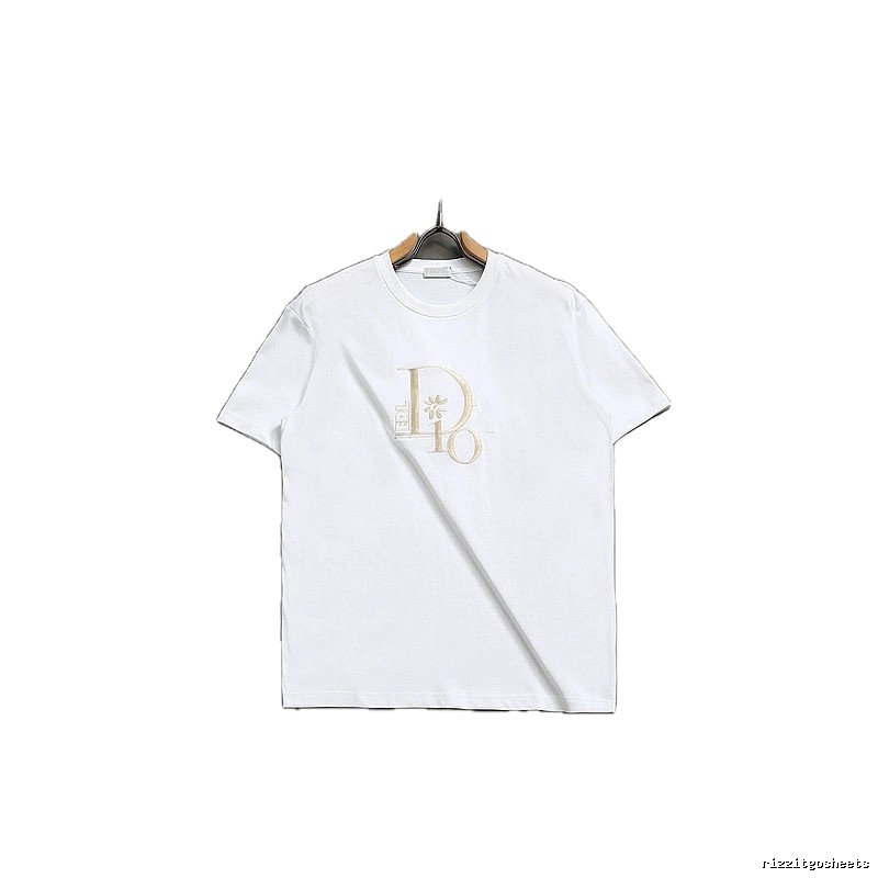 Dior Embroidered Light Luxury Style White T-Shirt