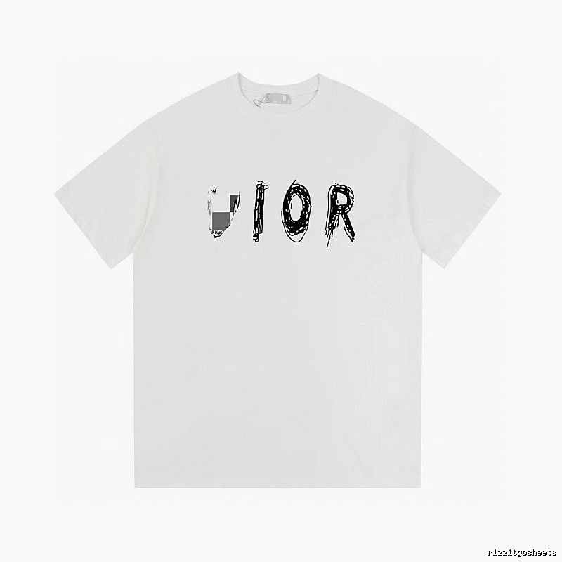 Dior Graffiti Street Style White Short-sleeve T-shirt