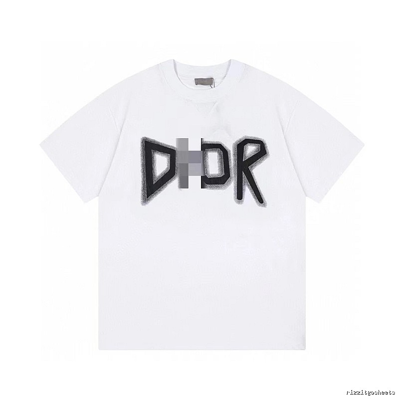 Dior Letter Print Trendy Style White T-Shirt