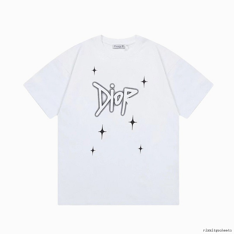 Dior Starburst Graffiti Street Style White Short-sleeve T-shirt