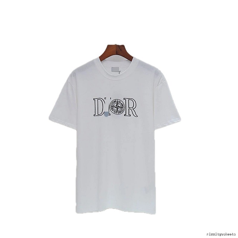 Dior x Stone Island Co-branded Casual Style White T-Shirt