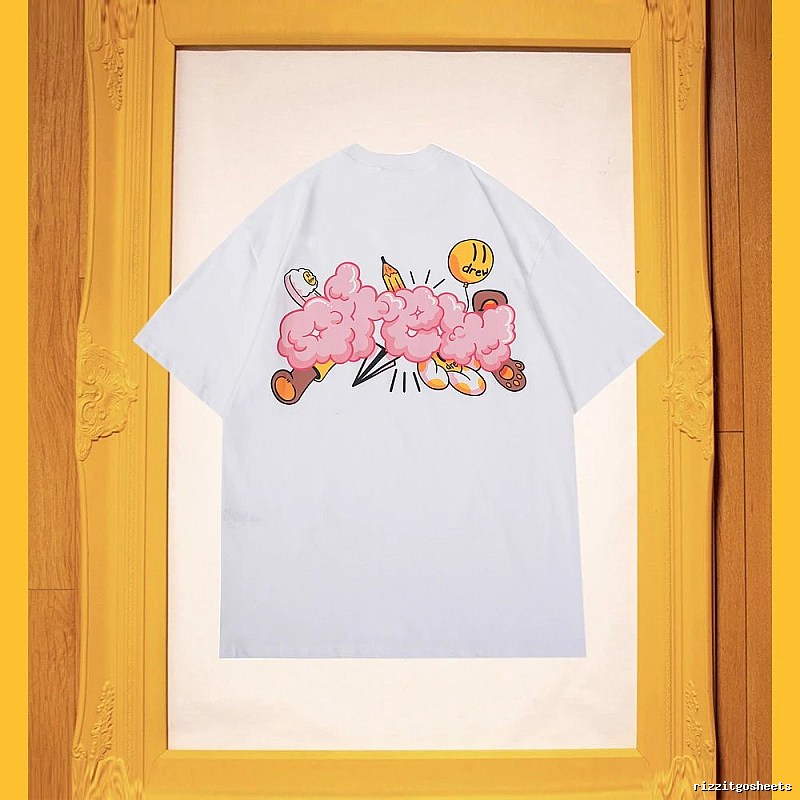 DREW Cloud Print Street Style White Short-sleeve T-shirt