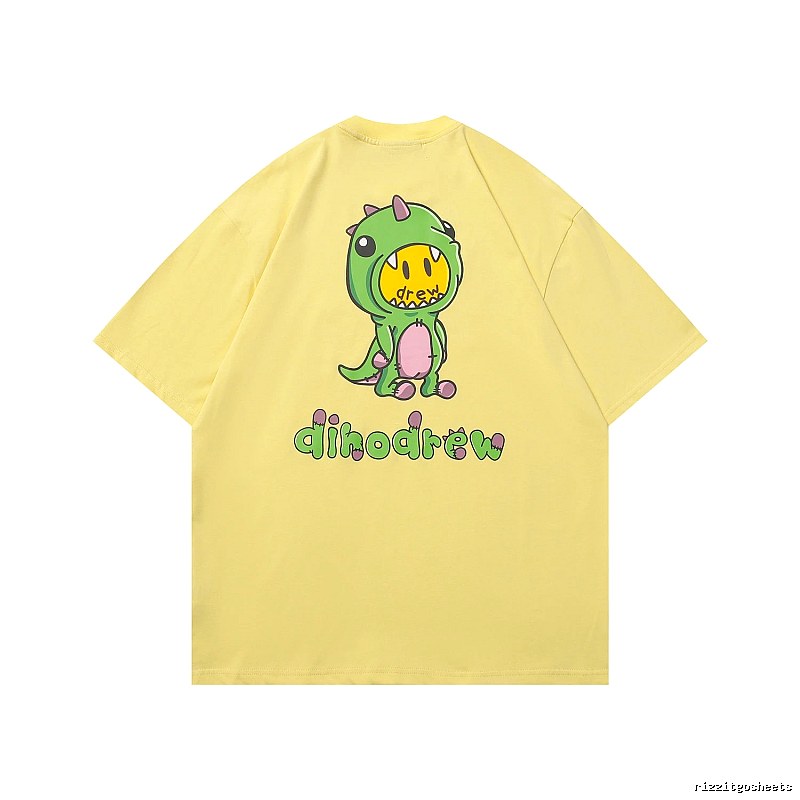 DREW Dinosaur Print Street Style Yellow Short-sleeve T-shirt