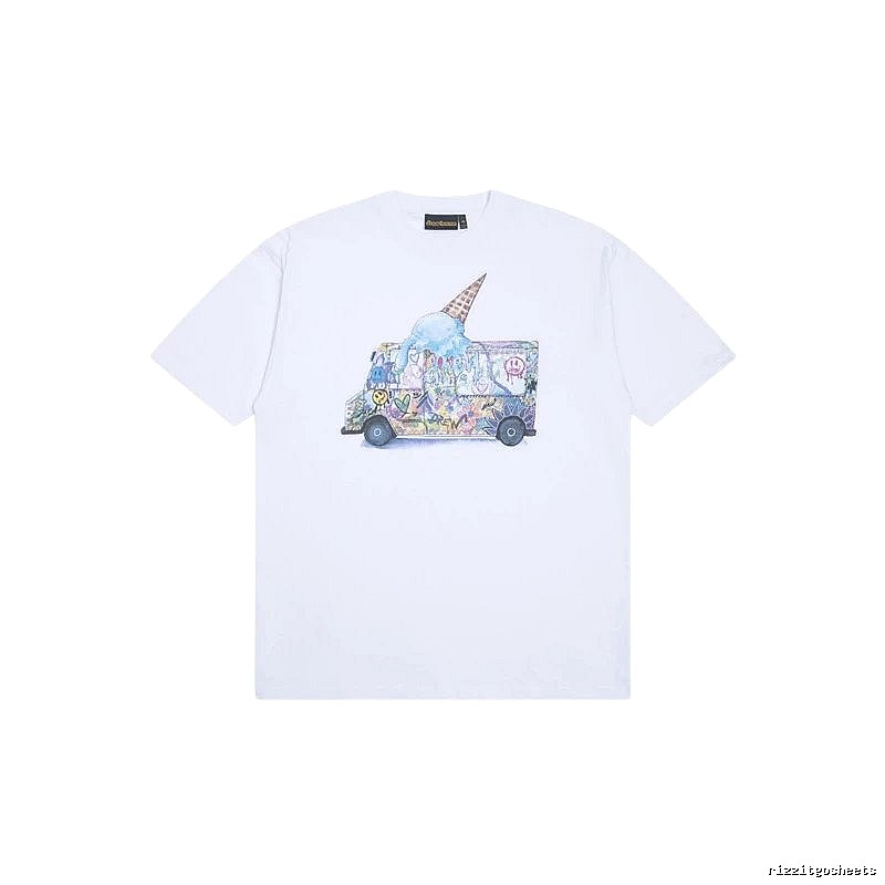 DREW Graffiti Ice Cream Truck Street Style White T-shirt