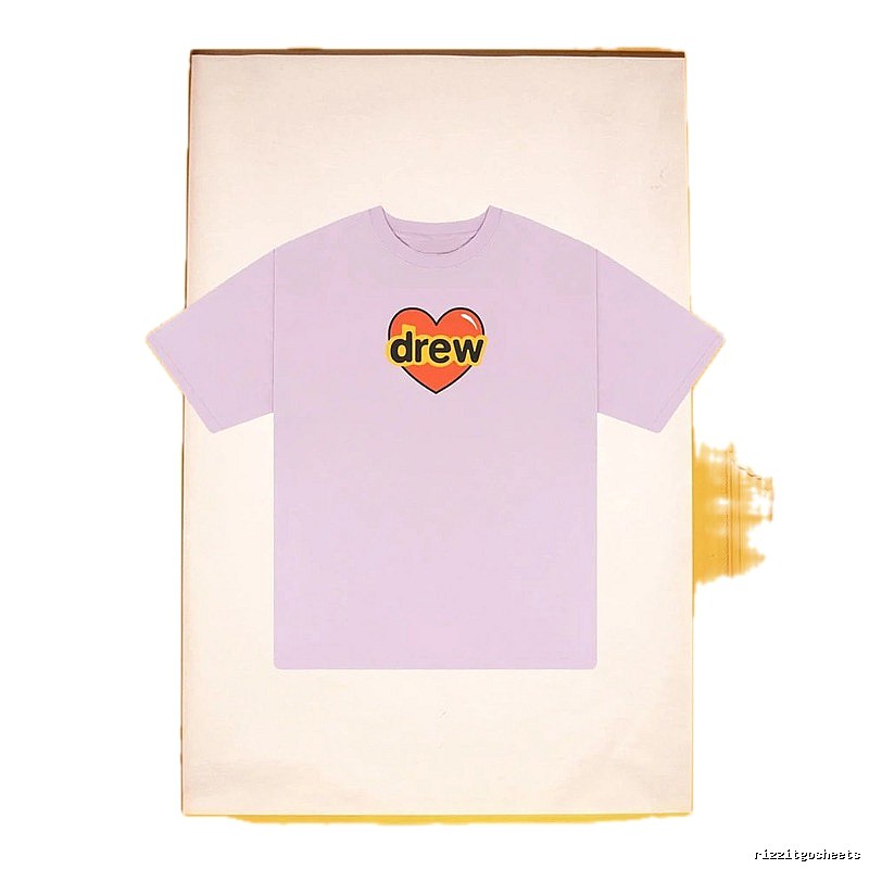 DREW Love Heart Print Street Style Light Purple Short Sleeve T-shirt