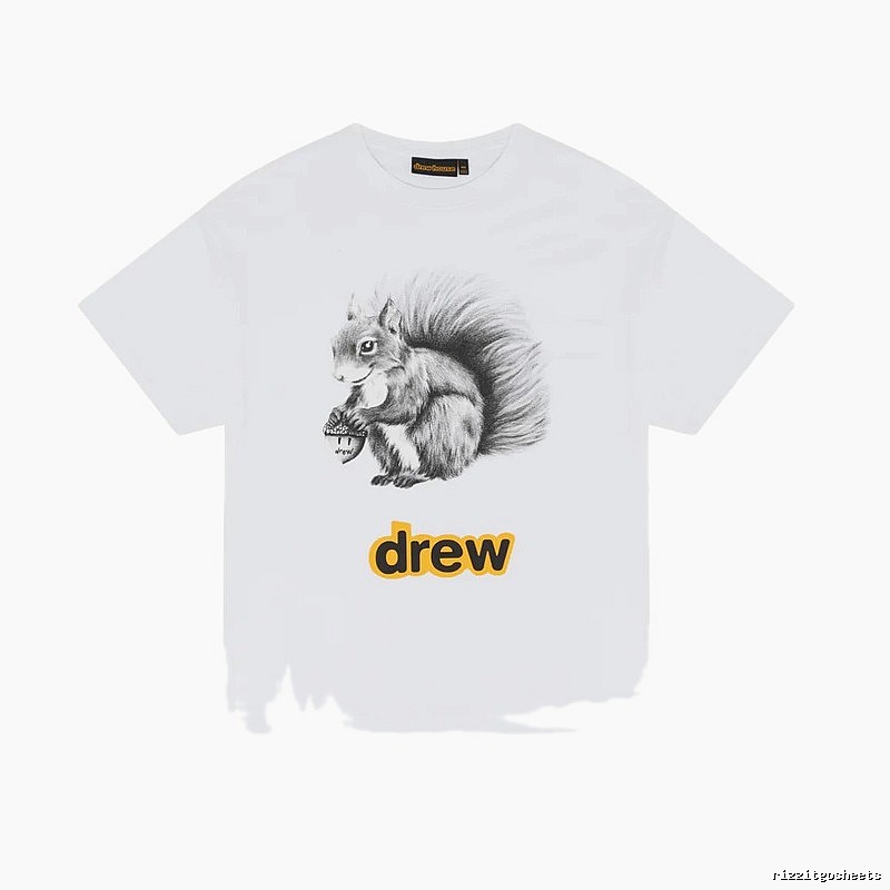 DREW Squirrel Print Street Style White T-Shirt