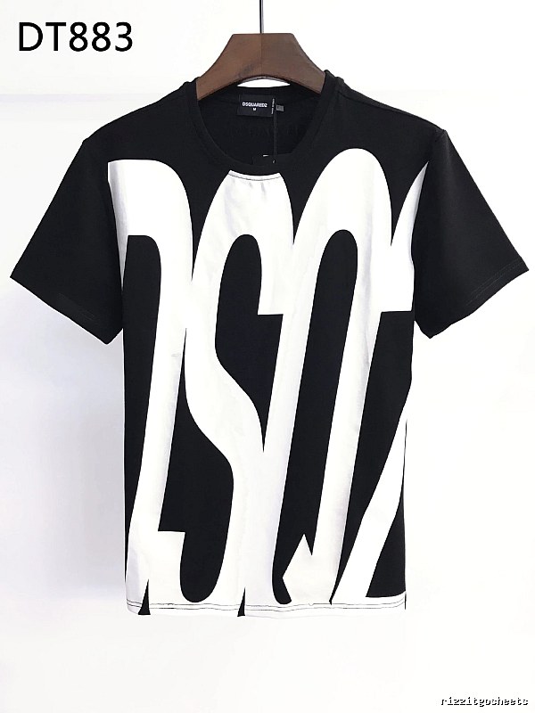 DSQ Large Letter Street Style Black and White Short Sleeve T-Shirt