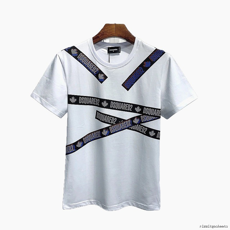 DSQUARED2 Webbing Streetwear Brand White Short-sleeve T-shirt