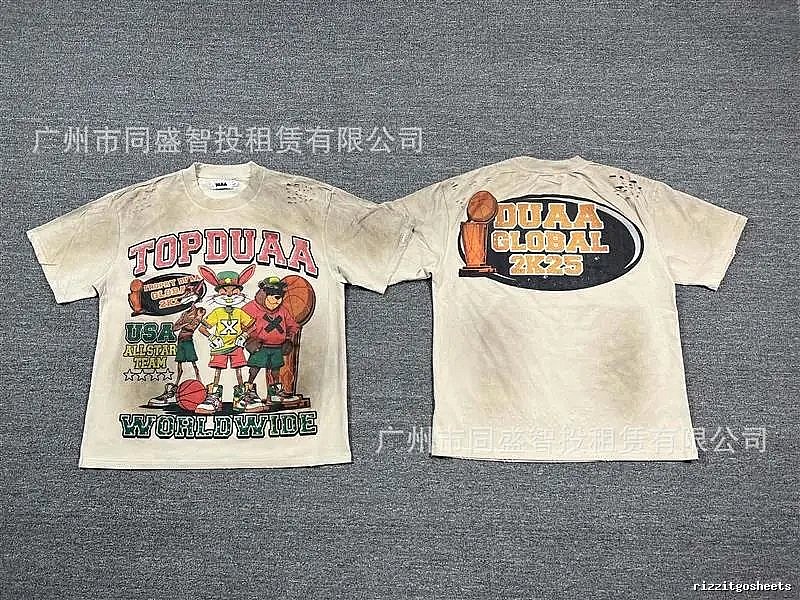 DUAA2K25 American Retro Beige Printed Short-sleeve T-shirt