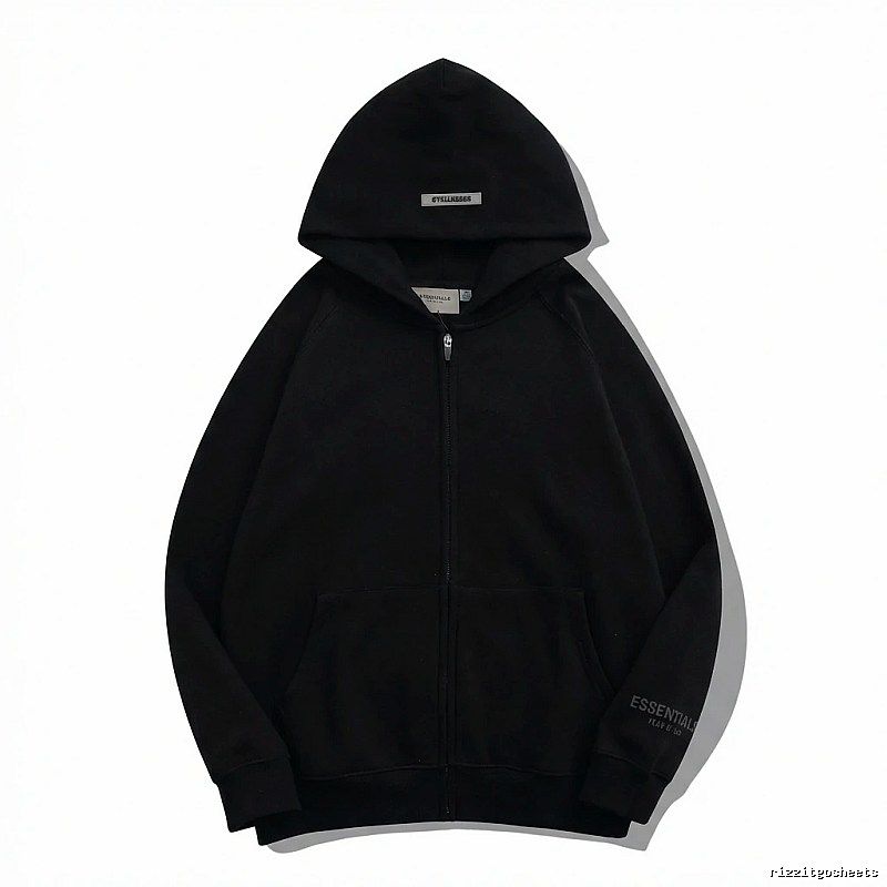 ESSENTIALS minimalist style black hoodie