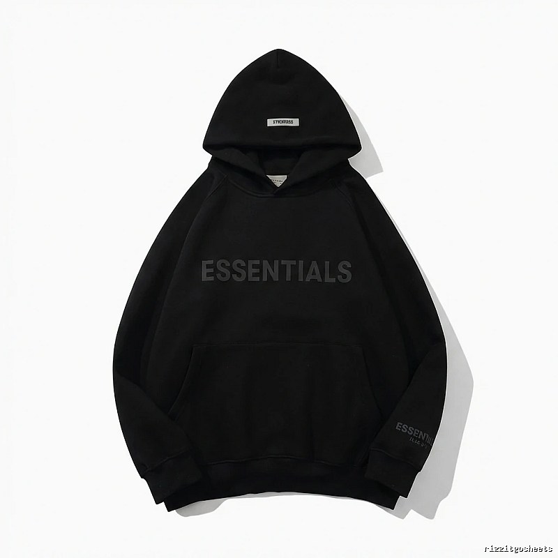 ESSENTIALS minimalist style black hoodie