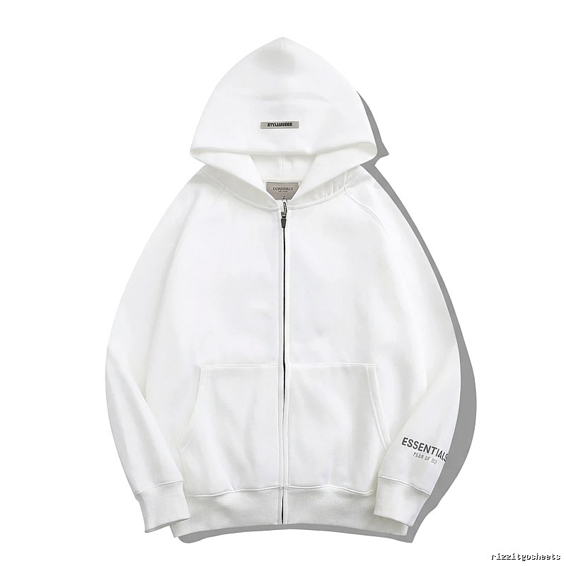 ESSENTIALS minimalist style white hoodie