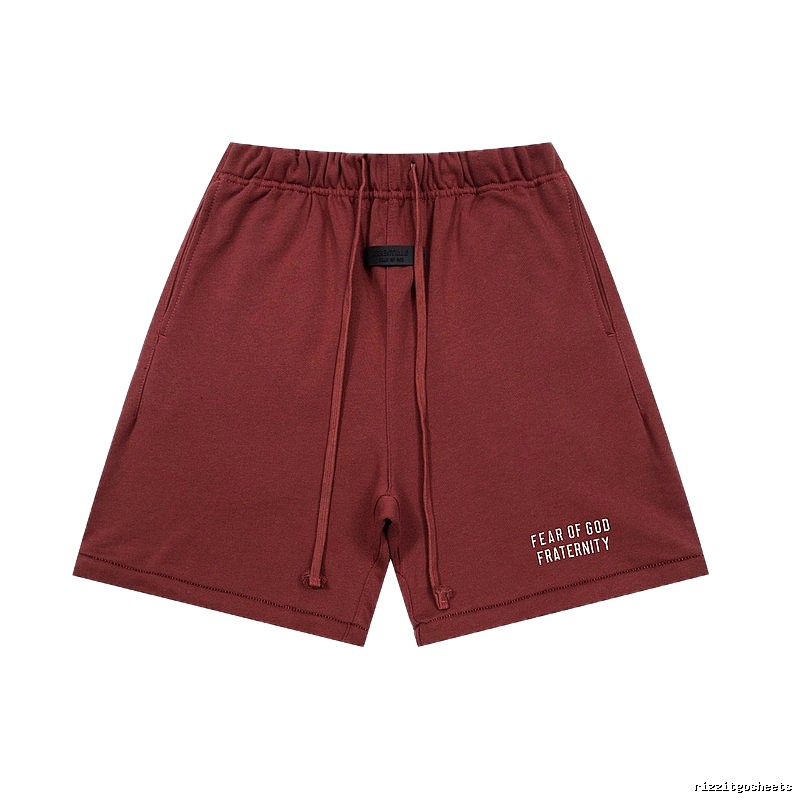 ESSENTIALS minimalist style wine red shorts