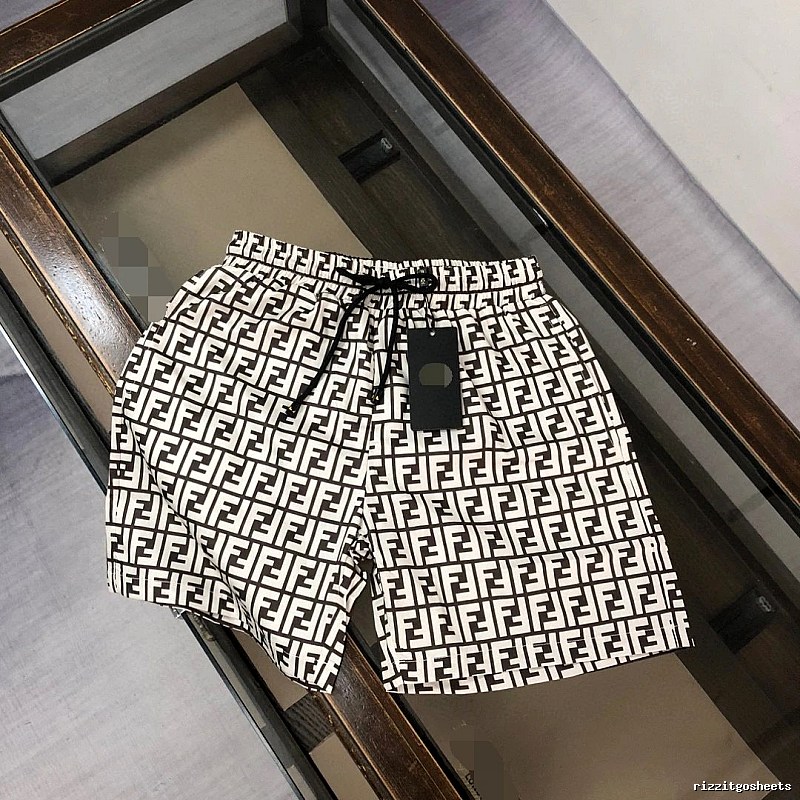 Fendi FF Monogram Streetwear Style White and Black Shorts