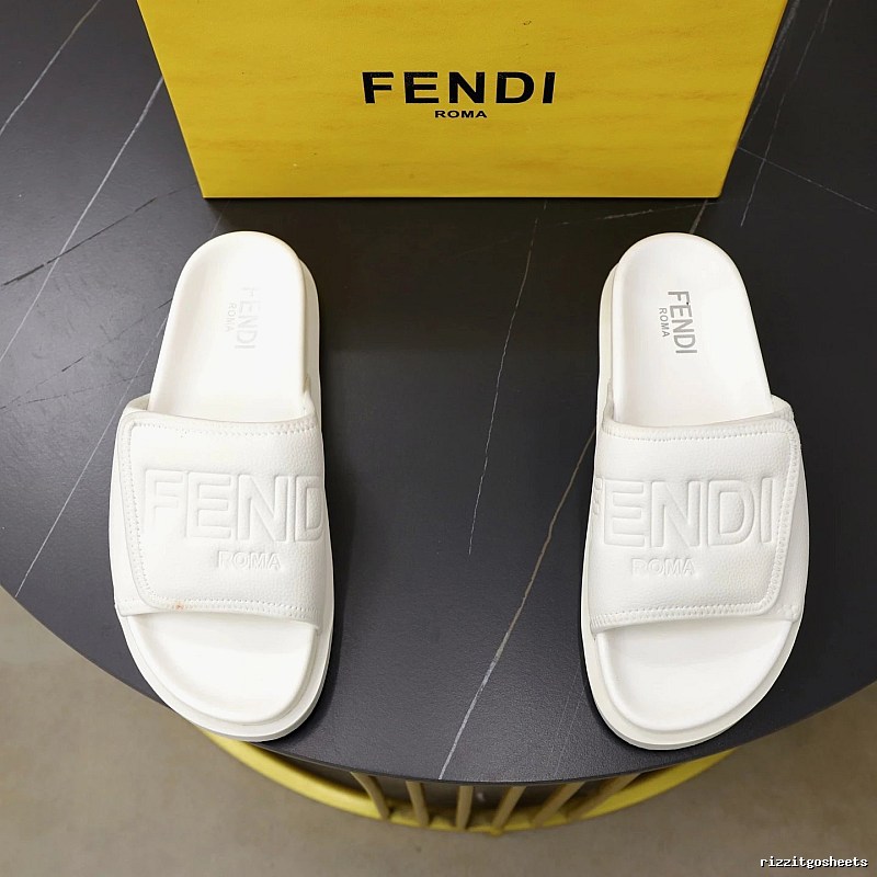 FENDI ROMA Collection Minimalist Style White Slide Sandals