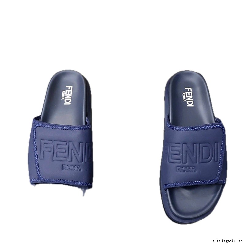 Fendi Roma Minimalist Style Navy Blue Slippers