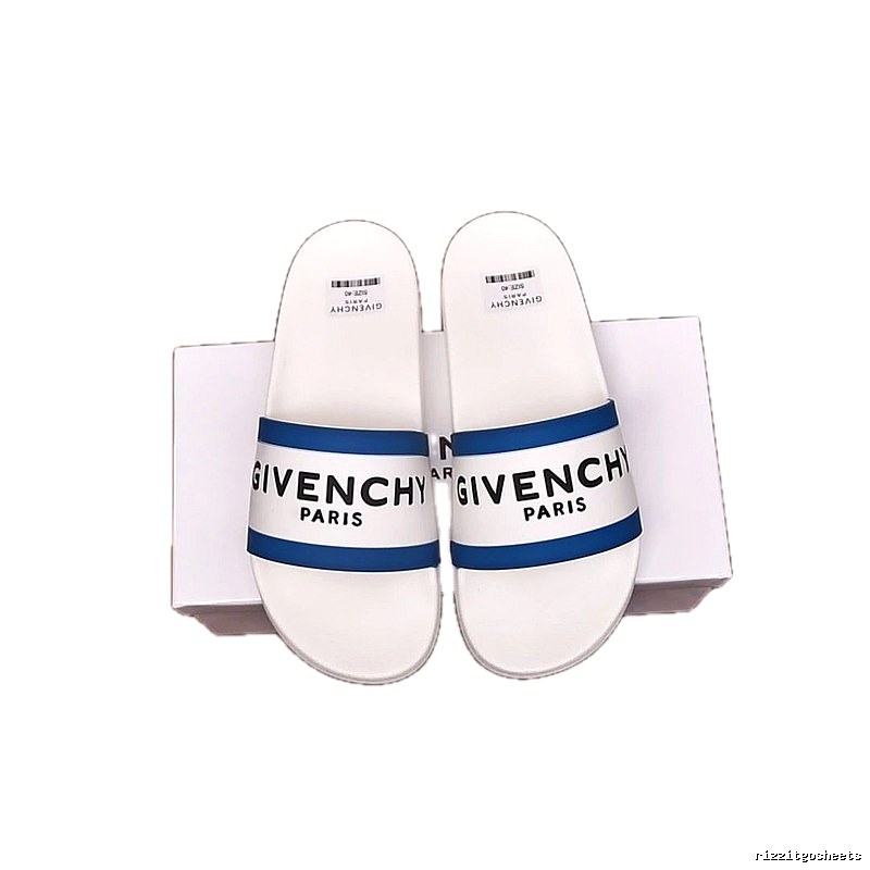 Givenchy Classic Letter Light Luxury Style White and Blue Slippers