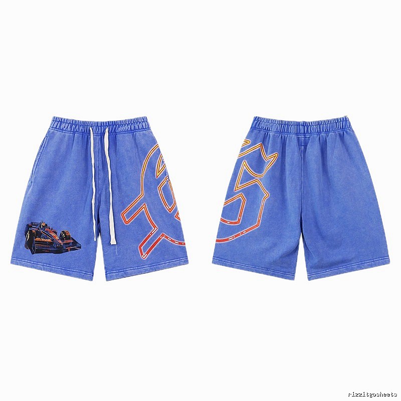 Godspeed Racing Print Street Style Blue Shorts