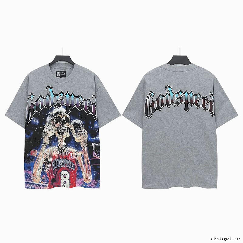 Godspeed Skull Street Basketball Style Grey T-Shirt