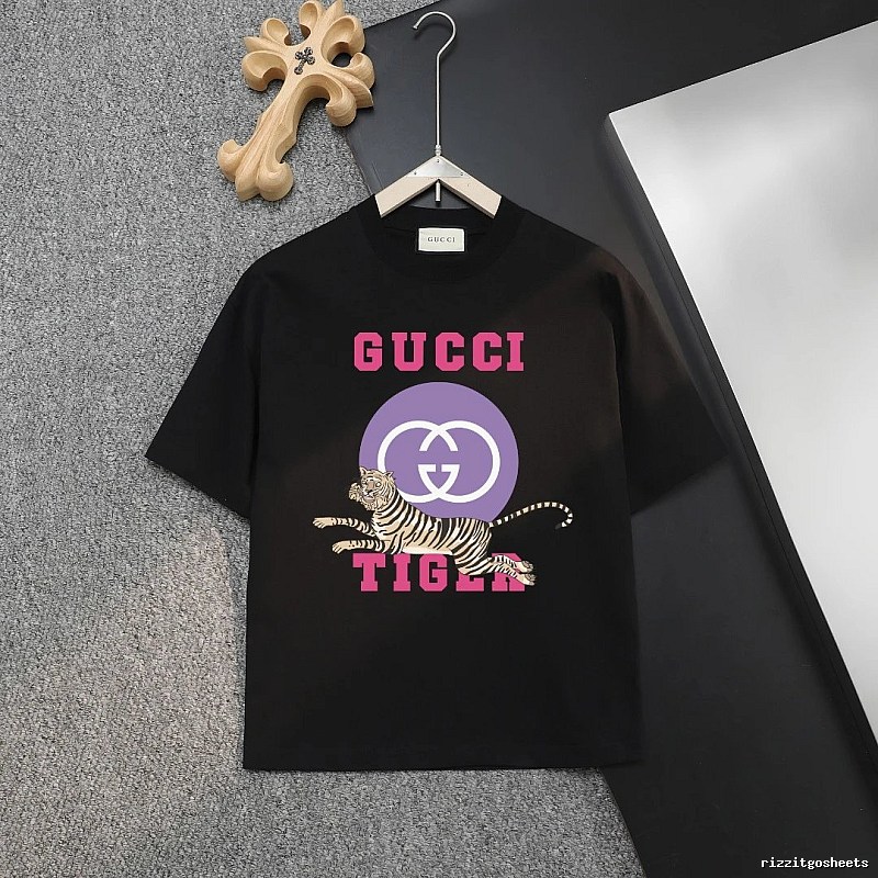 Gucci Tiger Print Trendy Black T-shirt