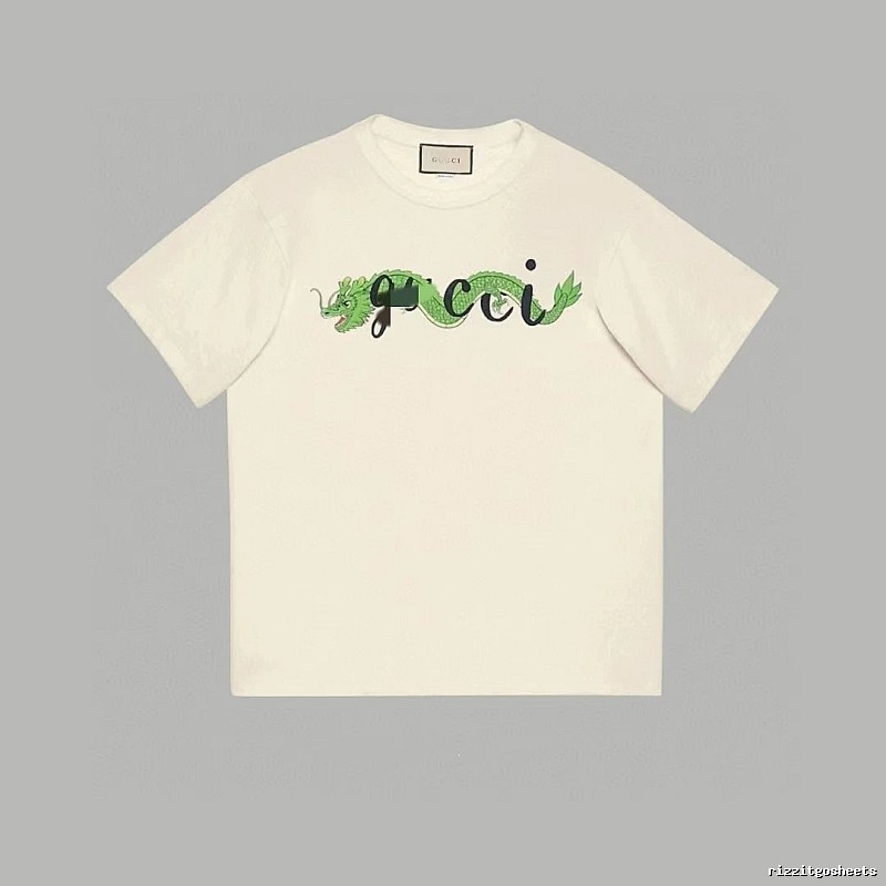 Gucci Year of the Dragon Collection Vintage Style Off-White Short Sleeve T-Shirt