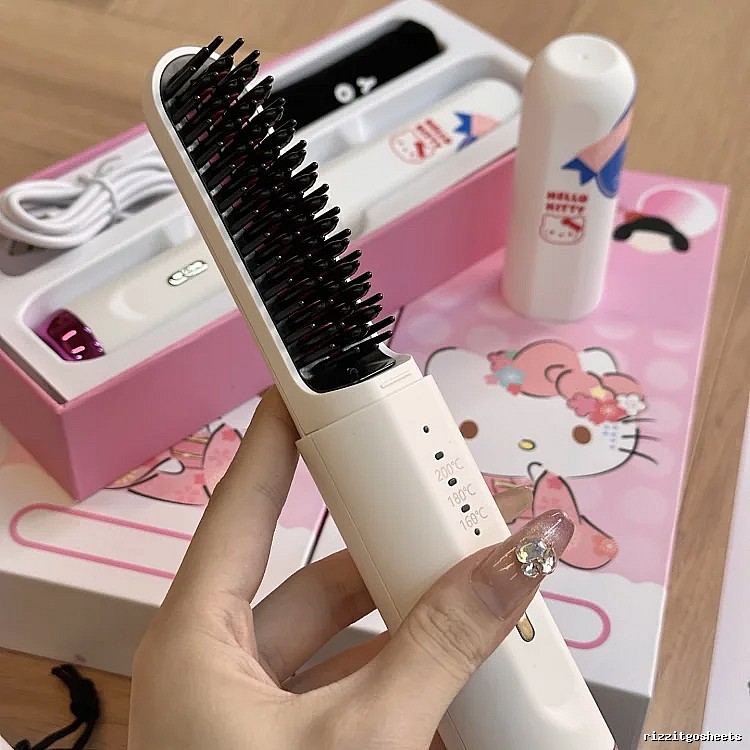 Heated Hair Straightening Brush in White